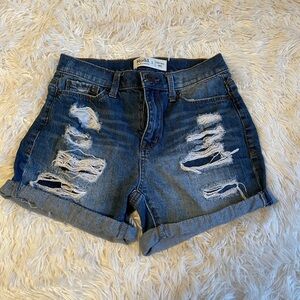 Women's Distressed Blue Denim Shorts
